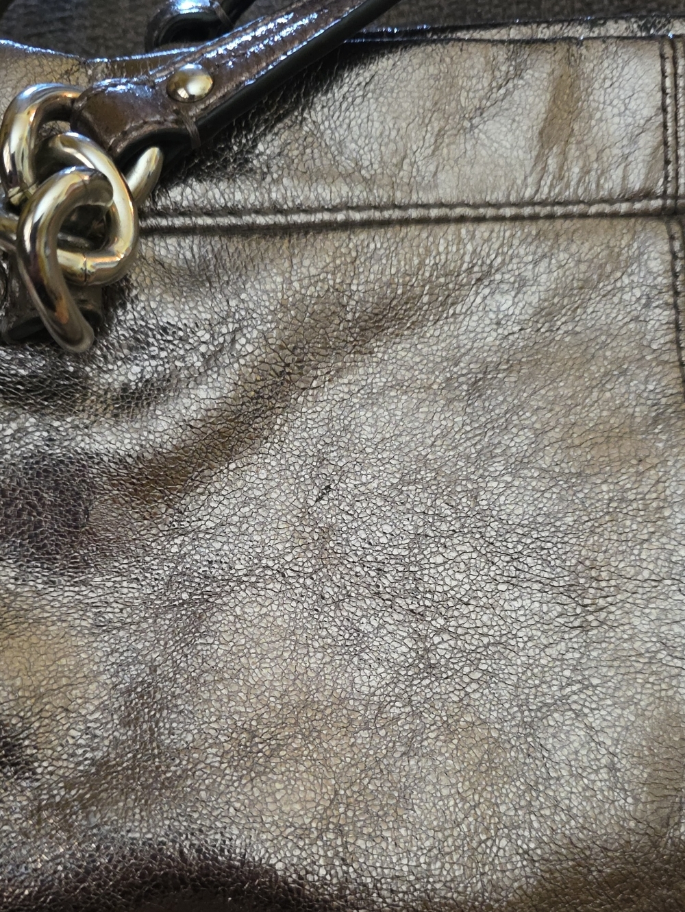 COACH Brooke Handbag Leather Pewter Metallic Hobo Purse F17165 Silver Hardware - Picture 14 of 16